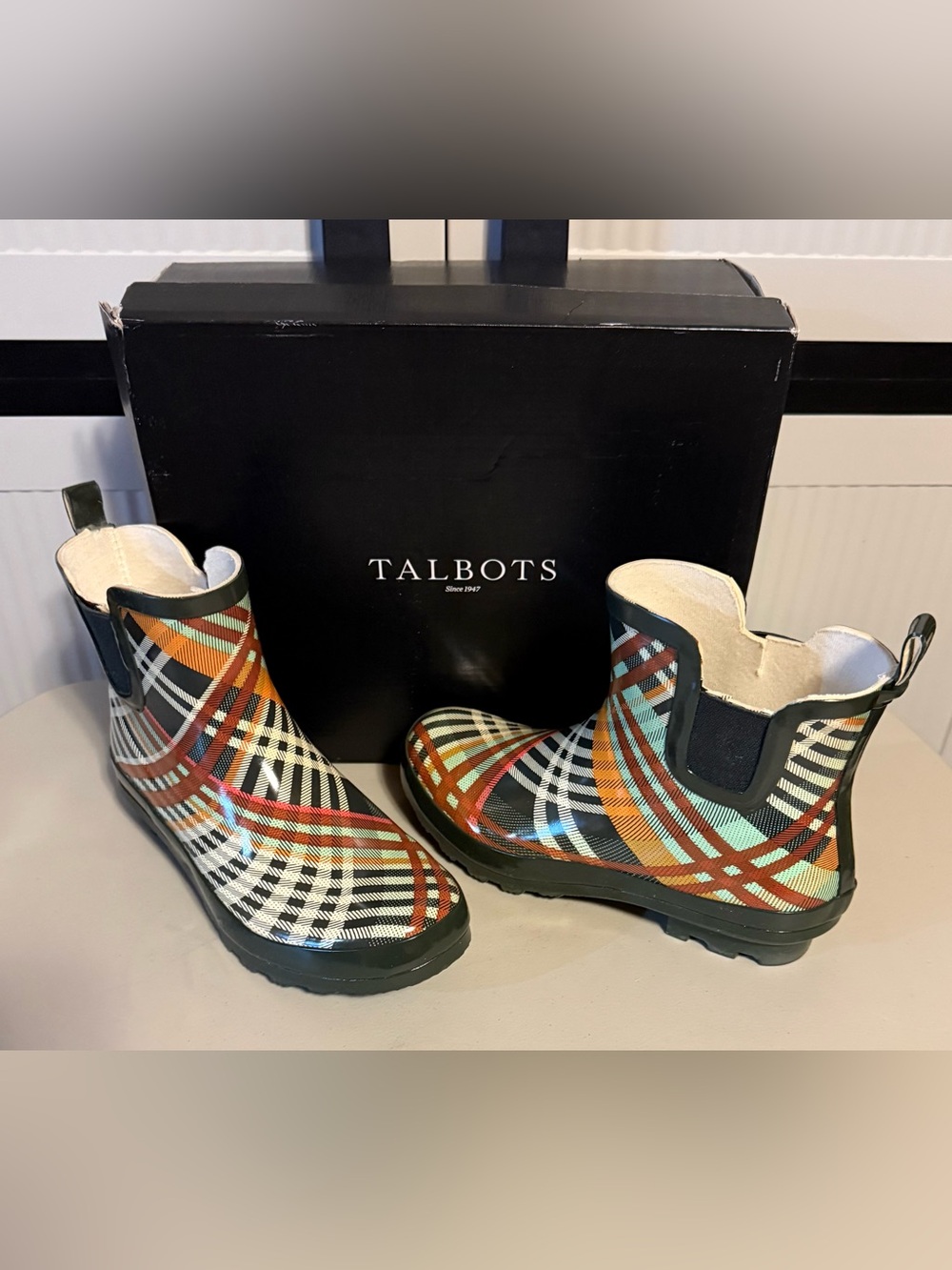 Talbots “Riley” Forest Nite Multi Rain Boots NWOT  Adorable!